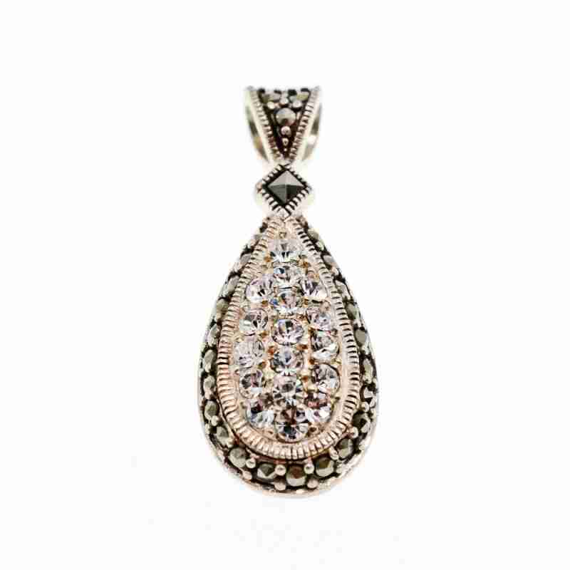 Sky Jewelry Серебряный Кулон с Фианитом и Марказитом  Капля
