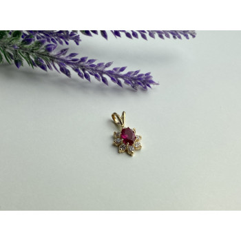 Sky Jewelry Золотой кулон с Рубином и белым Топазом