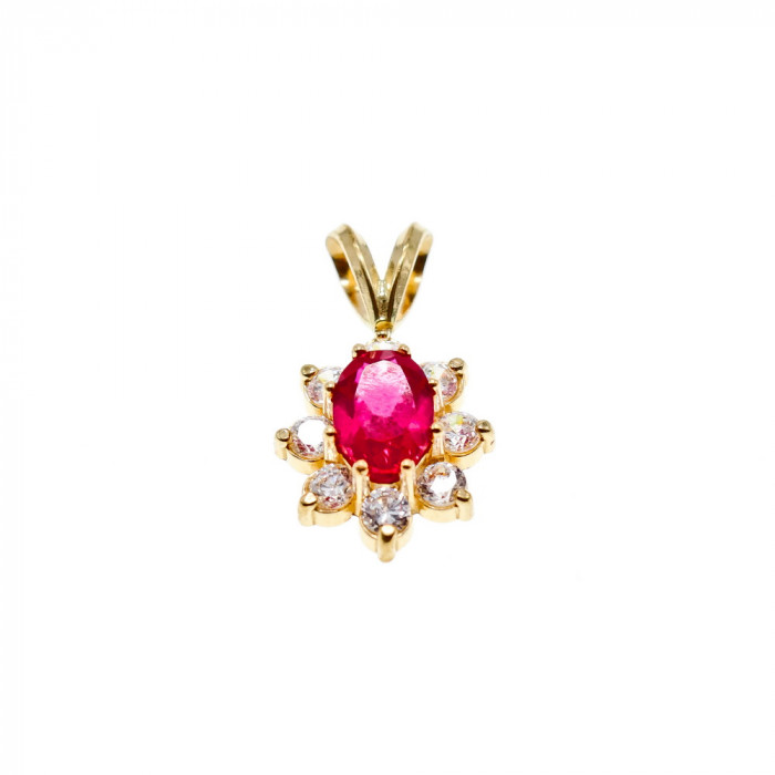 Sky Jewelry Золотой кулон с Рубином и белым Топазом