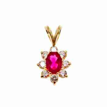 Sky Jewelry Золотой кулон с Рубином и белым Топазом