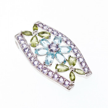 Sky Jewelry Серебряный кулон с аметистом, голубой шпинелью и хризолитом