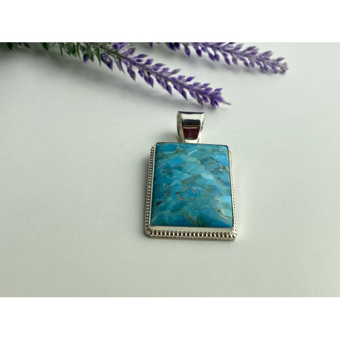 Sky Jewelry Серебряный кулон с Бирюзой 925 проба