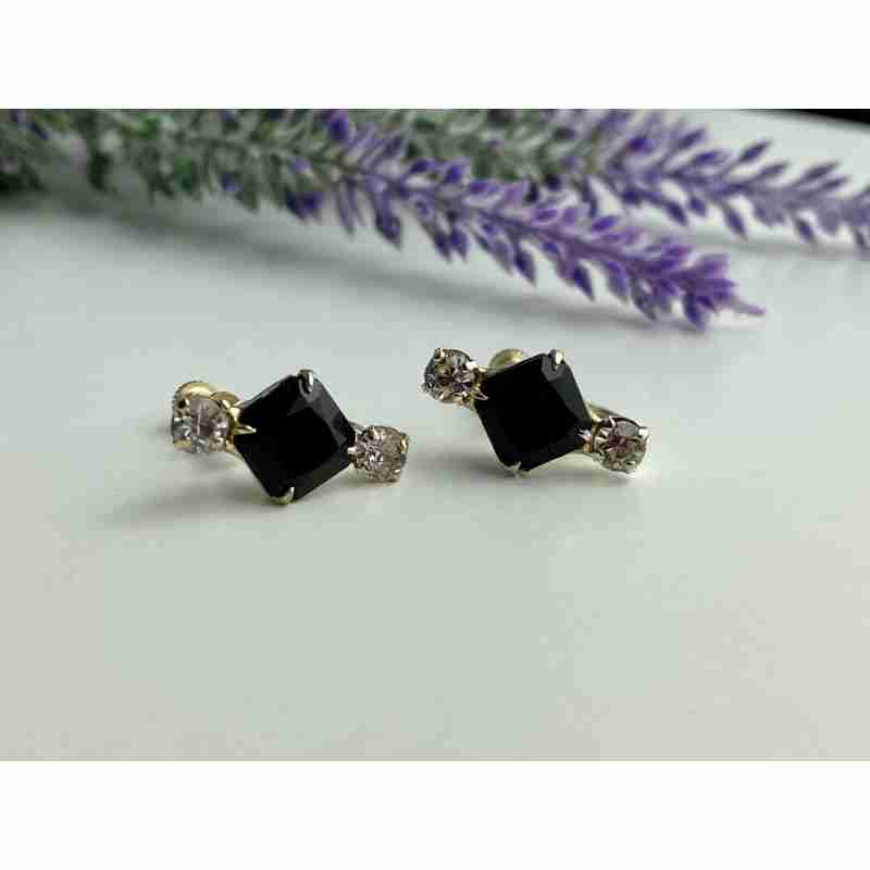Sky Jewelry Серьги с ониксом и фианитами
