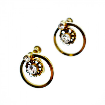 Sky Jewelry Серебряные серьги в позолоте с фианитами