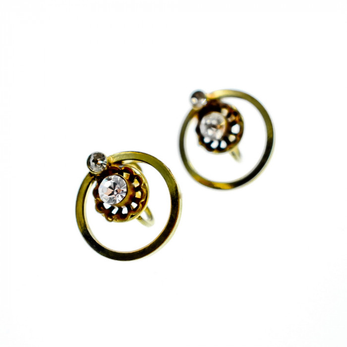 Sky Jewelry Серебряные серьги в позолоте с фианитами