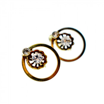 Sky Jewelry Серебряные серьги в позолоте с фианитами