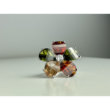 Sky Jewelry Серебряное кольцо с камнями Гошенит (берилл) и разноцветной Шпинелью