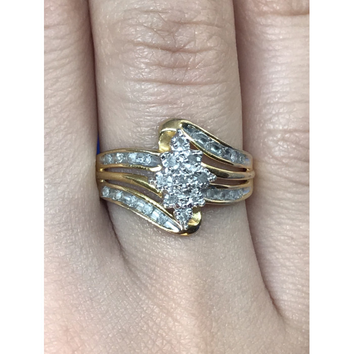 Sky Jewelry Кольцо серебро 925 пробы (позолота) с фианитами