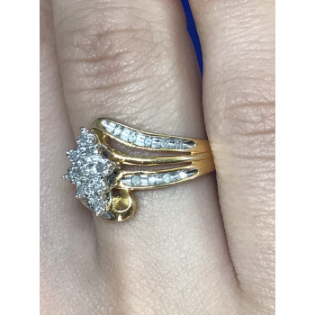 Sky Jewelry Кольцо серебро 925 пробы (позолота) с фианитами