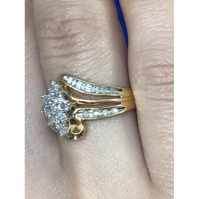 Sky Jewelry Кольцо серебро 925 пробы (позолота) с фианитами