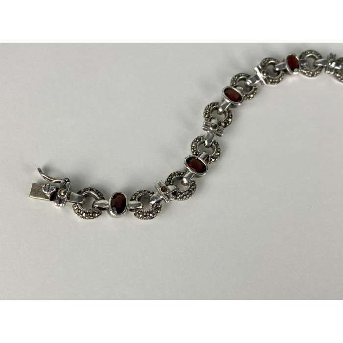 Sky Jewelry Серебряный браслет 925 проба с Альмандином и Марказитом