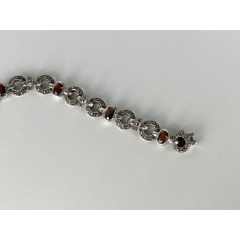 Sky Jewelry Серебряный браслет 925 проба с Альмандином и Марказитом