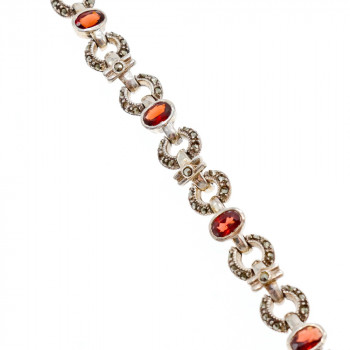 Sky Jewelry Серебряный браслет 925 проба с Альмандином и Марказитом