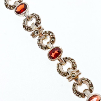 Sky Jewelry Серебряный браслет 925 проба с Альмандином и Марказитом