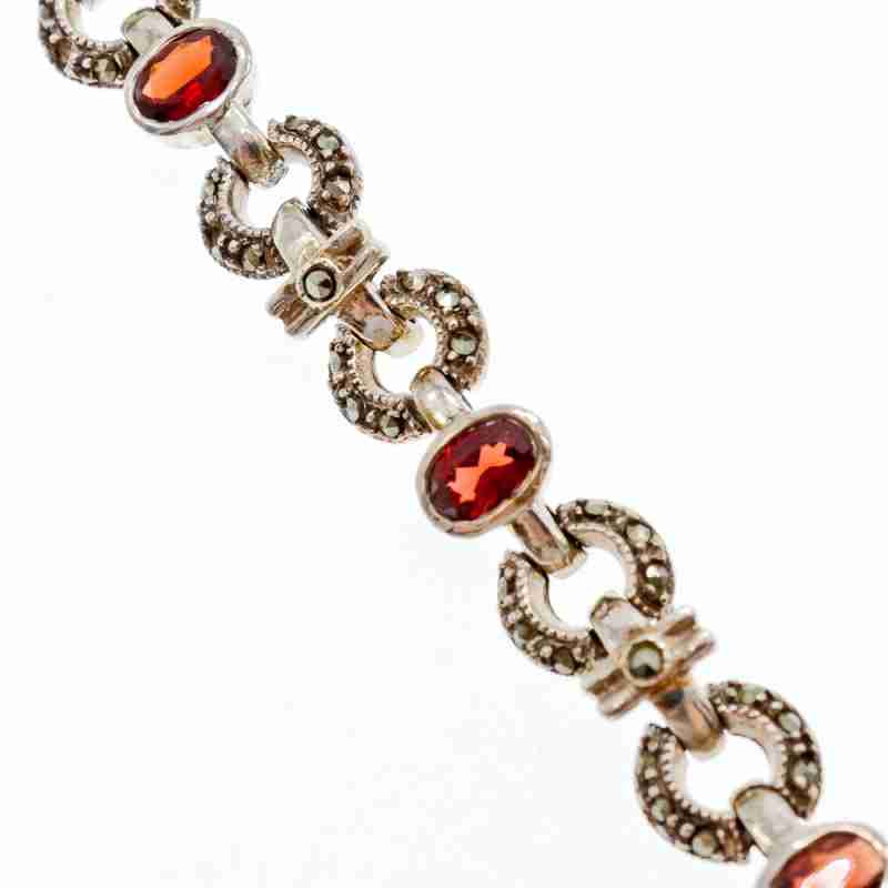Sky Jewelry Серебряный браслет 925 проба с Альмандином и Марказитом