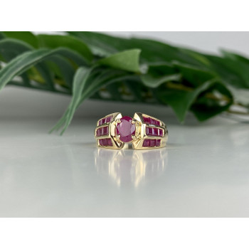 Sky Jewelry Золотое кольцо с рубинами  Королева