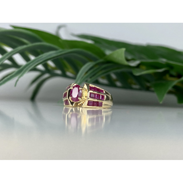 Sky Jewelry Золотое кольцо с рубинами  Королева