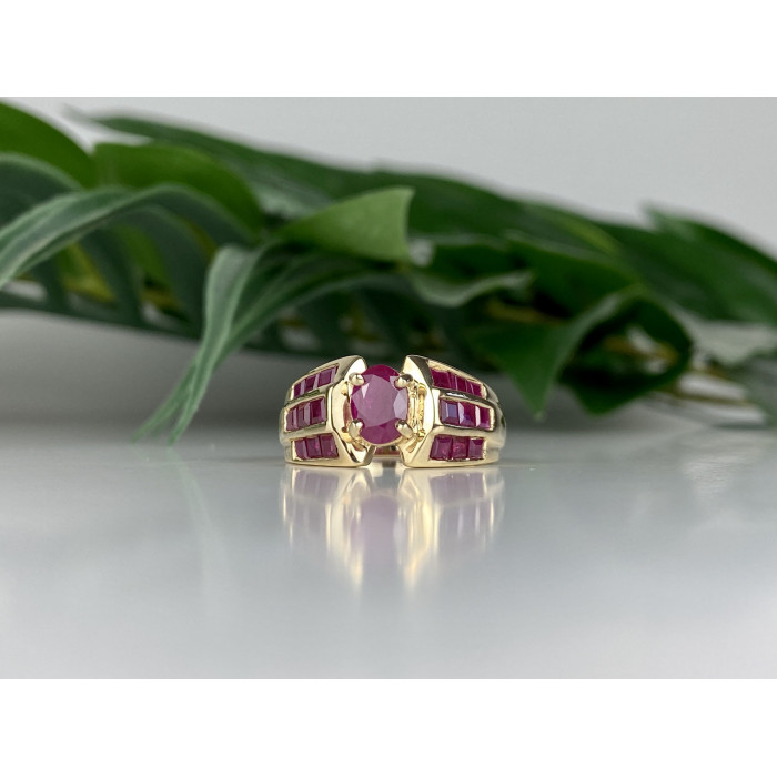 Sky Jewelry Золотое кольцо с рубинами  Королева