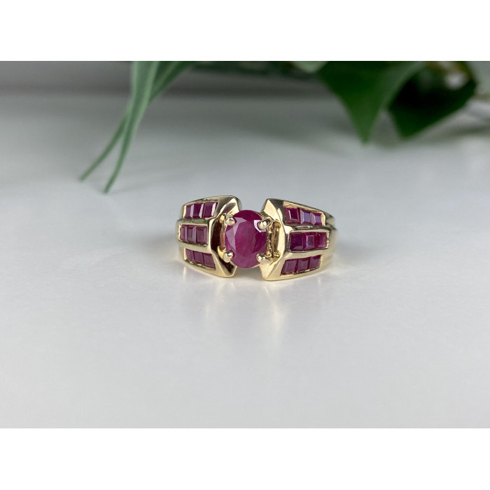 Sky Jewelry Золотое кольцо с рубинами  Королева