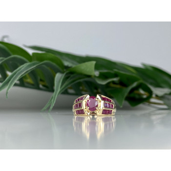 Sky Jewelry Золотое кольцо с рубинами  Королева