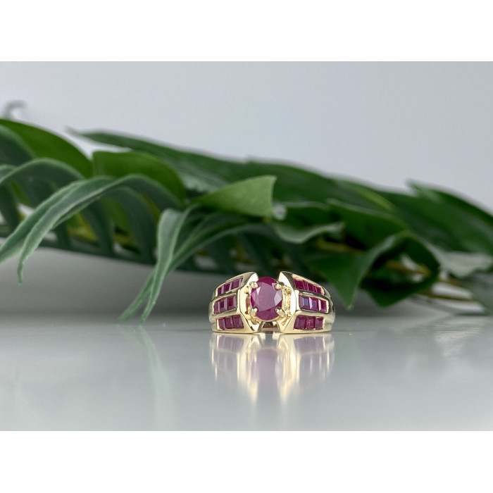 Sky Jewelry Золотое кольцо с рубинами  Королева