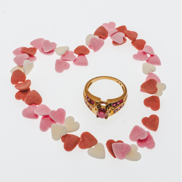 Sky Jewelry Золотое кольцо с рубинами  Королева