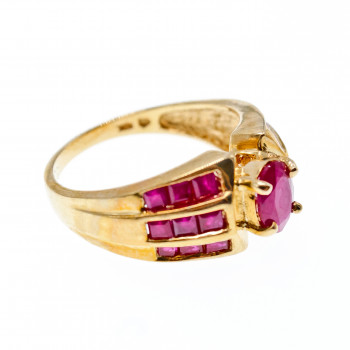 Sky Jewelry Золотое кольцо с рубинами  Королева