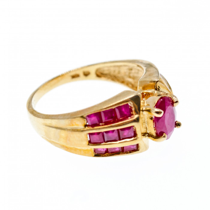 Sky Jewelry Золотое кольцо с рубинами  Королева