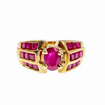 Sky Jewelry Золотое кольцо с рубинами  Королева