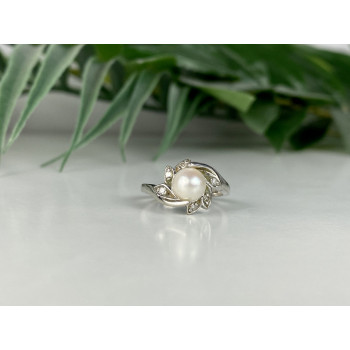 Sky Jewelry Золотое кольцо с жемчугом и бриллиантами   Жемчужная Страсть