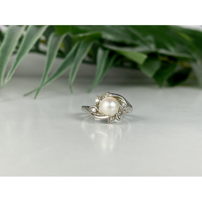 Sky Jewelry Золотое кольцо с жемчугом и бриллиантами   Жемчужная Страсть