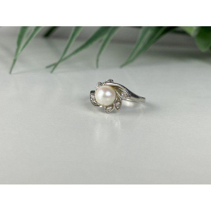 Sky Jewelry Золотое кольцо с жемчугом и бриллиантами   Жемчужная Страсть