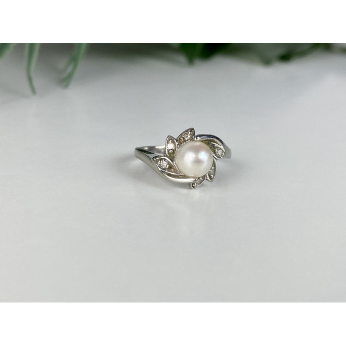 Sky Jewelry Золотое кольцо с жемчугом и бриллиантами   Жемчужная Страсть