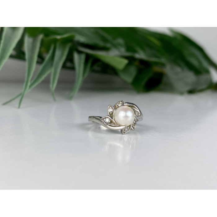 Sky Jewelry Золотое кольцо с жемчугом и бриллиантами   Жемчужная Страсть