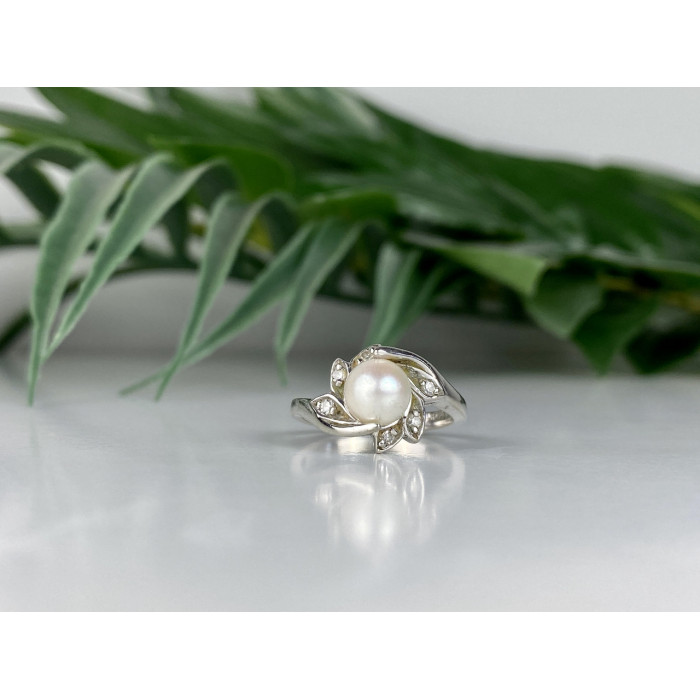 Sky Jewelry Золотое кольцо с жемчугом и бриллиантами   Жемчужная Страсть