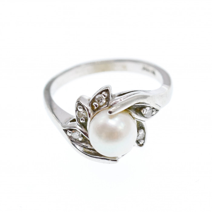 Sky Jewelry Золотое кольцо с жемчугом и бриллиантами   Жемчужная Страсть