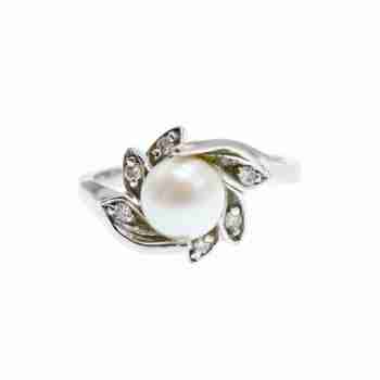 Sky Jewelry Золотое кольцо с жемчугом и бриллиантами   Жемчужная Страсть
