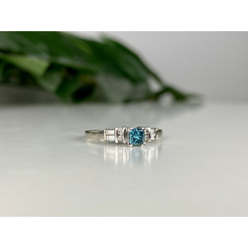 Sky Jewelry Золотое кольцо с Аквамарином и Бриллиантами