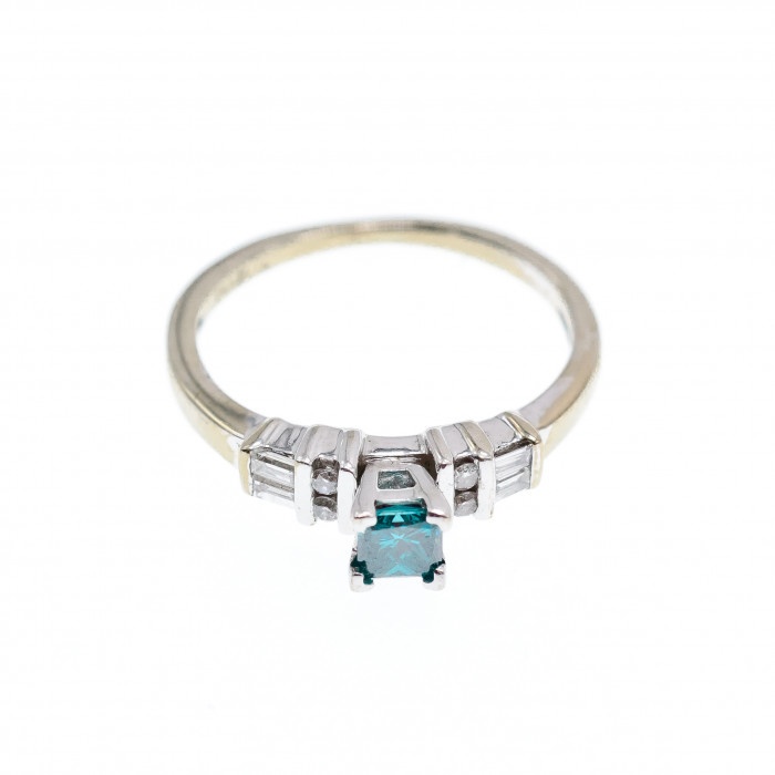 Sky Jewelry Золотое кольцо с Аквамарином и Бриллиантами