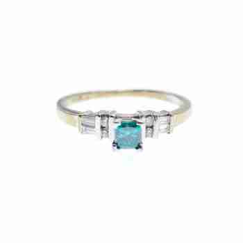 Sky Jewelry Золотое кольцо с Аквамарином и Бриллиантами
