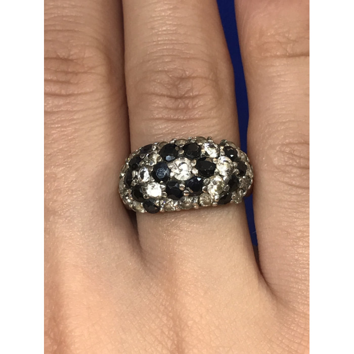 Sky Jewelry Серебряное кольцо с камнем Черная шпинель и фианитами