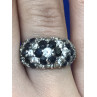 Sky Jewelry Серебряное кольцо с камнем Черная шпинель и фианитами