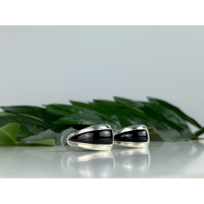 Sky Jewelry Серебряные серьги 925 проба со вставками из Нефрита