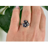 Sky Jewelry Серебряное Кольцо с сапфиром и фианитом   Цветы