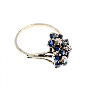 Sky Jewelry Серебряное Кольцо с сапфиром и фианитом   Цветы