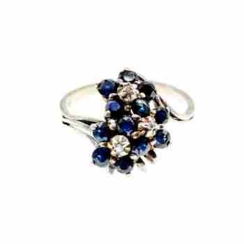 Sky Jewelry Серебряное Кольцо с сапфиром и фианитом   Цветы