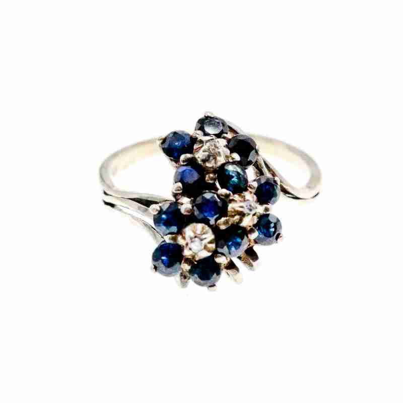 Sky Jewelry Серебряное Кольцо с сапфиром и фианитом   Цветы
