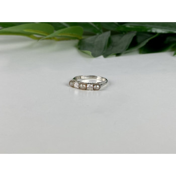 Sky Jewelry Серебряное кольцо с Жемчугом и Фианитами