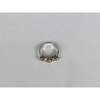 Sky Jewelry Серебряное кольцо с Жемчугом и Фианитами