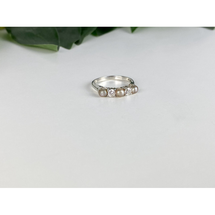 Sky Jewelry Серебряное кольцо с Жемчугом и Фианитами